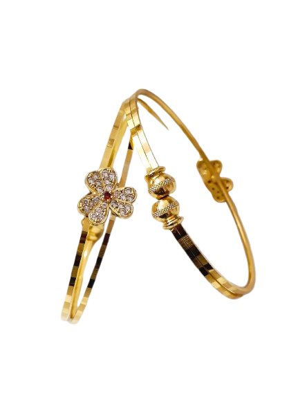 Designer High Gold Pated Ad Diamond Studed Fancy Flower Kadli