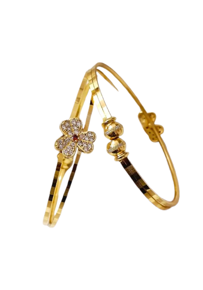 Designer High Gold Pated Ad Diamond Studed Fancy Flower Kadli