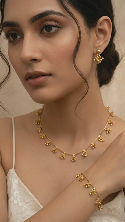 Anushka Minimal Gold Charm Set with Earring