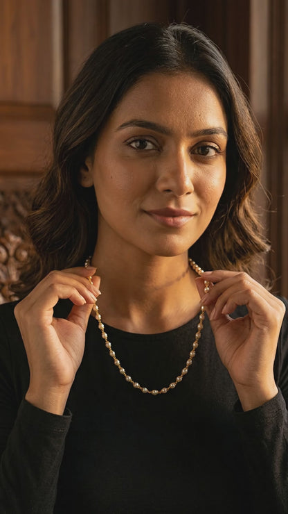 Designer High Gold Plated Pearl Drop Fancy Long Chain