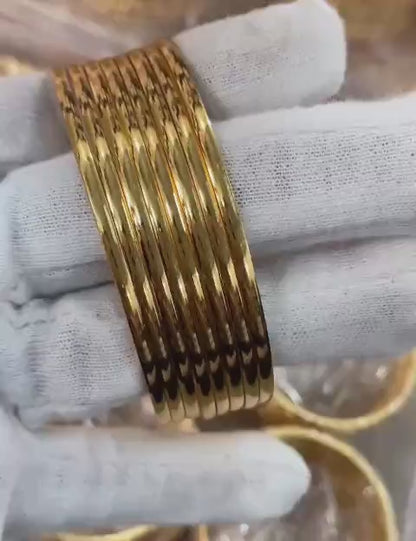 Casual Wear Micro Gold Plated 8 Pcs Palin Bangle For Girls And Women