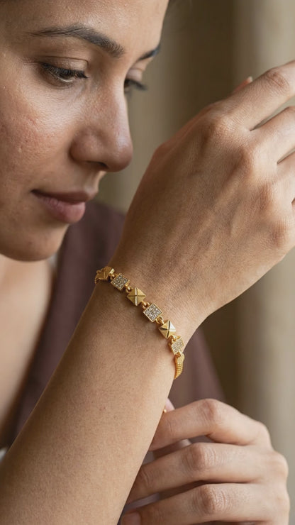 Micro Gold Plated Forming And Diamond Square Bracelet