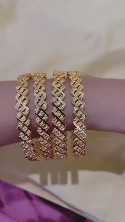 High Gold Plated Beautiful Designer Bangle Set (4 Pcs)
