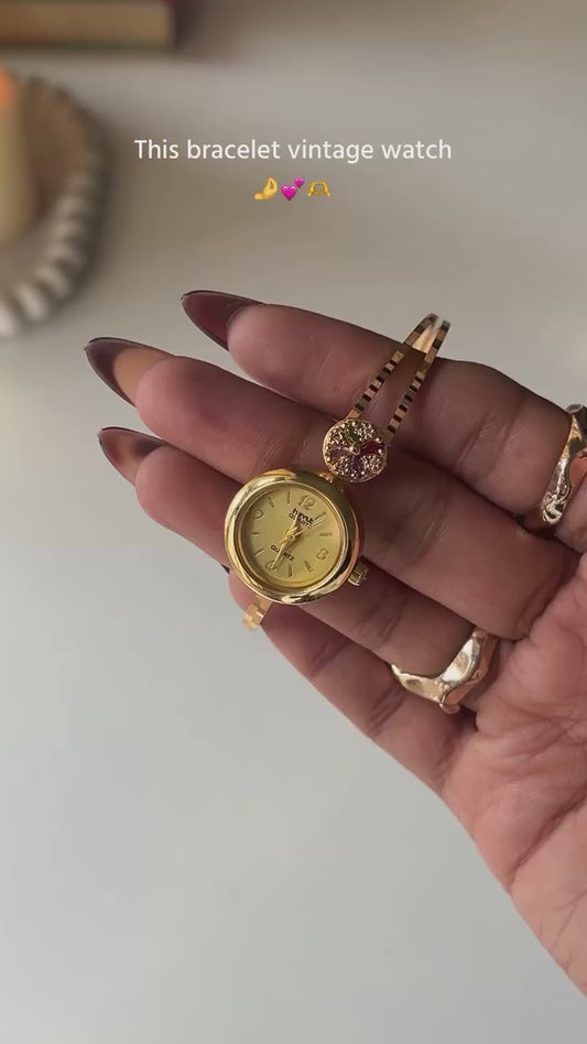 Stylish Gold-Tone Free Size Brass Women’s Watch Bracelet