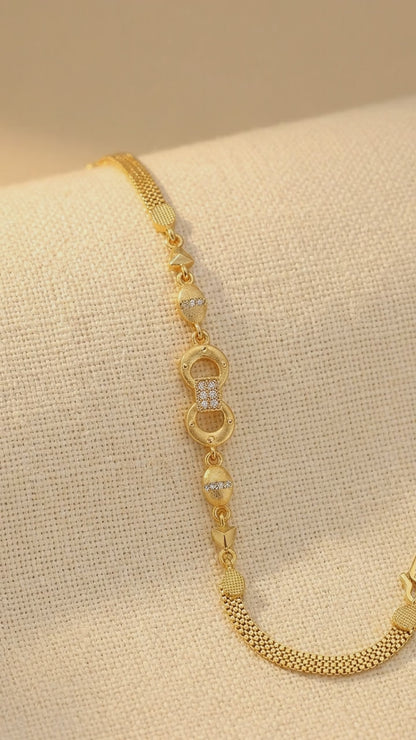 Micro Gold Plated And Diamond Studded Fancy Infinity Bracelet