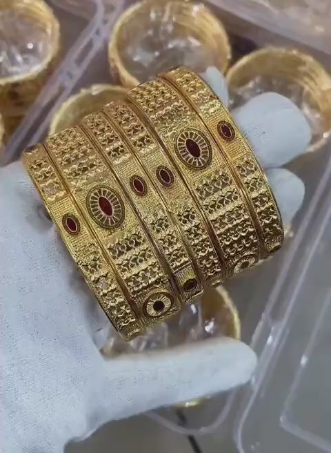 Premium Brass Designer Traditional Bangle Set Of 6 Pcs