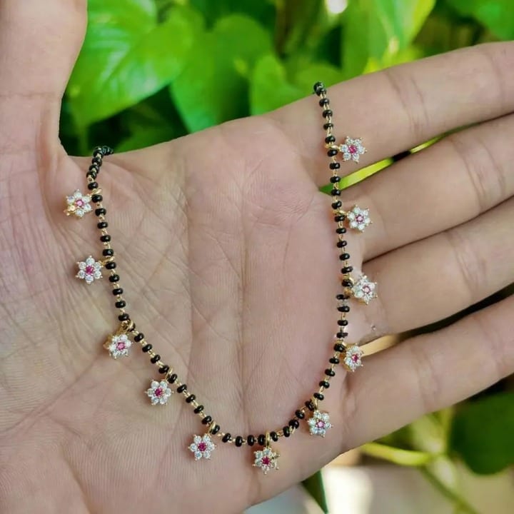 Designer Premium Quality High Gold Plated Ad Diamond Fancy Star Mangalsutra For Women