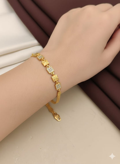 Micro Gold Plated Forming Ad Diamond Square Bracelet
