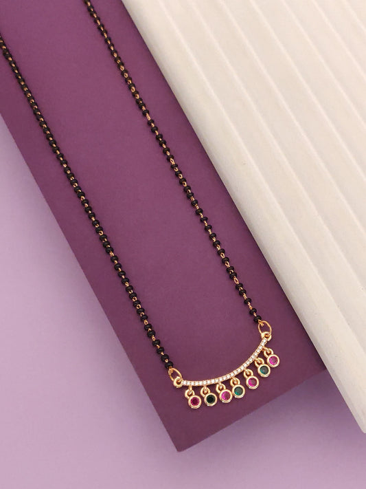 rose gold platd multi stone studed daily wear fancy mangalsutra