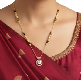 Gold Plated AD Diamond Studded Pendant Mangalsutra For Women