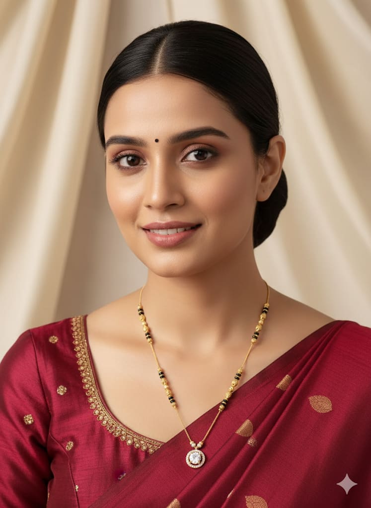 Gold Plated AD Diamond Studded Pendant Mangalsutra For Women