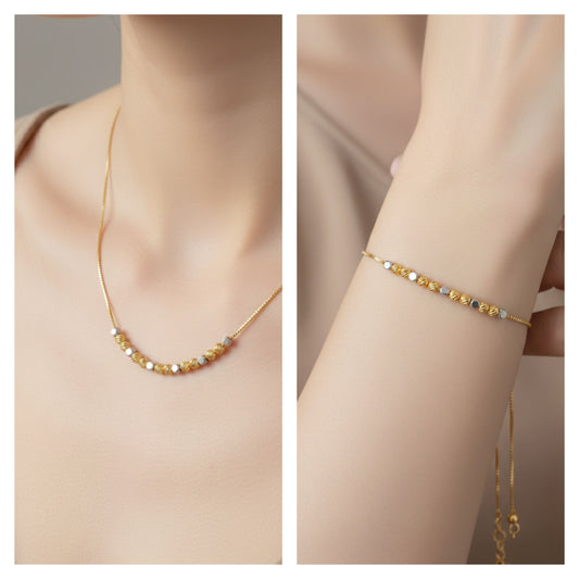 Micro Gold Plated Daily Wear Square Chain And Bracelet