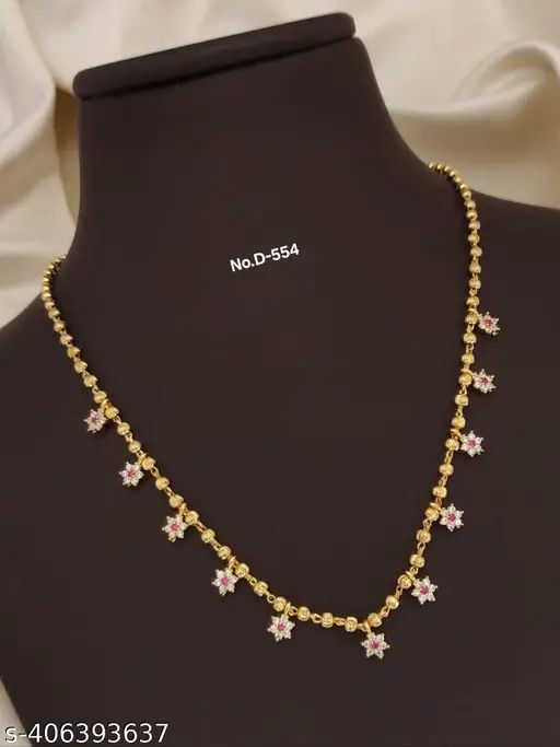 Designer High Gold Plated And Diamond Studded Fancy Star Chain