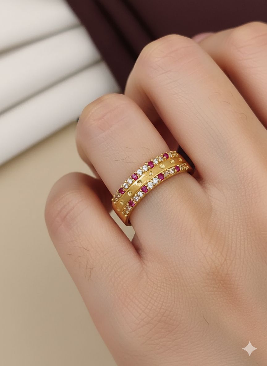 High Gold Plated And Diamond Studed Fancy Adjuble  Ring