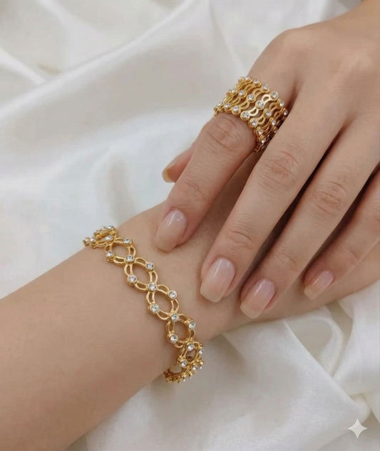 2 IN 1 Frodete Expandable Ring Bracelet Folding Retractable Adjustable Transform Bracelet TO Ring