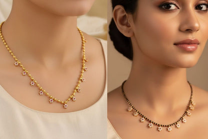Gold Plated And Diamond Fancy Chain And Mangalsutra Combo