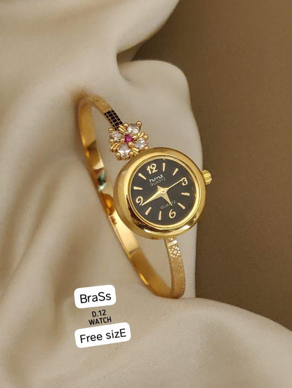 Micro Gold Plated And Diamond Studed Adjustable Fancy Flower Watch