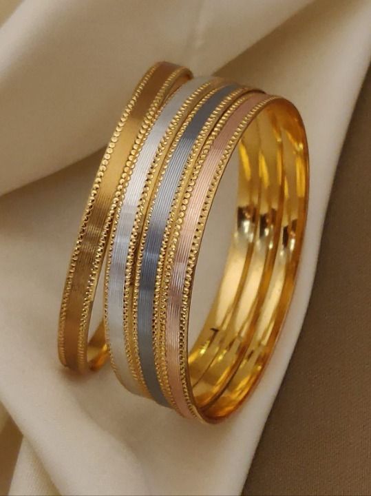 Elegant Gold Plated Daily Wear Fancy 4 Pcs Color Bangle Set with Dot Design