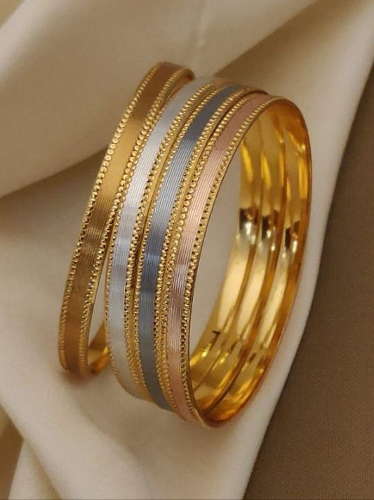 Elegant Gold Plated Daily Wear Fancy 4 Pcs Color Bangle Set with Dot Design