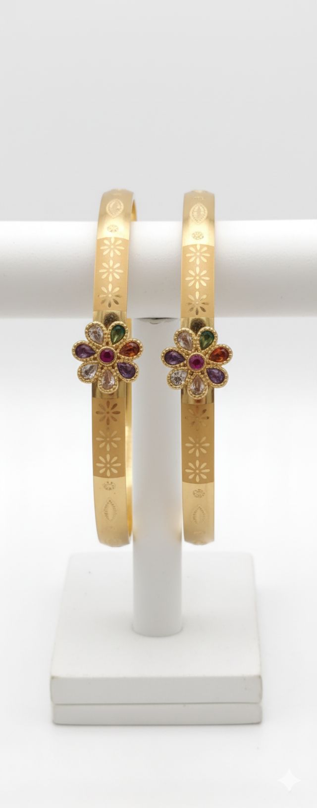 Micro Gold Plated And Diamond Studded Fancy Star Pendant Set with Flower Adjustable Kadli