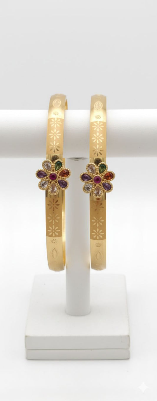 Micro Gold Plated And Diamond Studded Fancy Star Pendant Set with Flower Adjustable Kadli