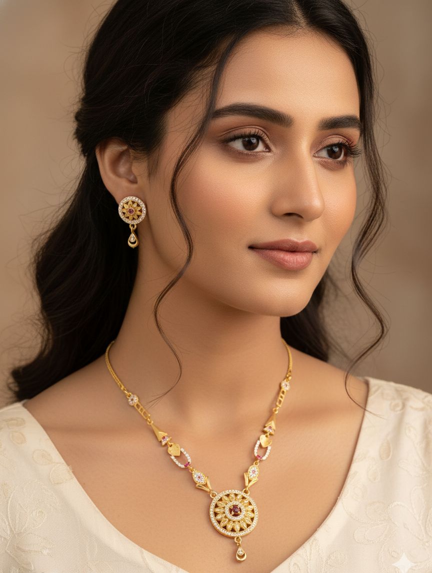 Sunara Royale Gold-Plated Pendant Necklace Set