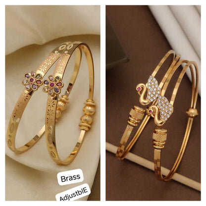 Micro Gold Plated Daily Wear And Diamond Studded Fancy Adjustable Kadli Combo