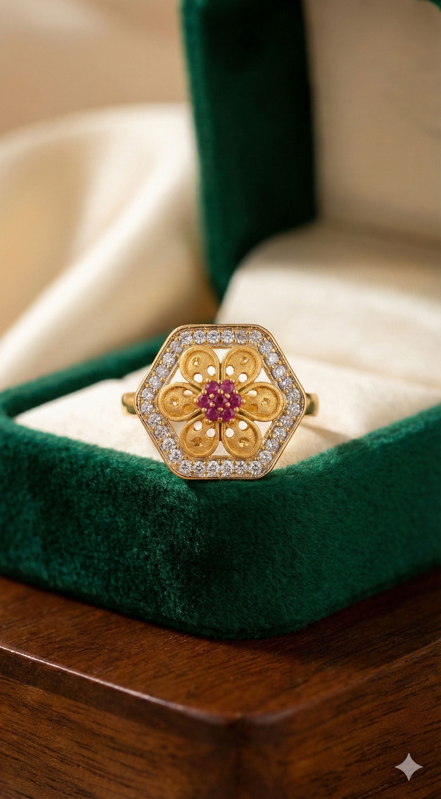 Micro Gold Plated Daily Wear And Diamond Studded Fancy Adjustable Flower Ring