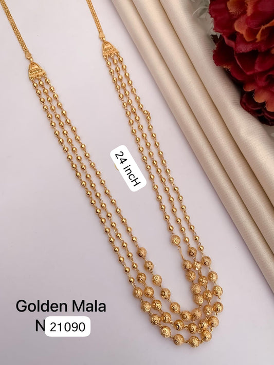 New Designer High Gold Plated 24 Inch 3 Line Chain