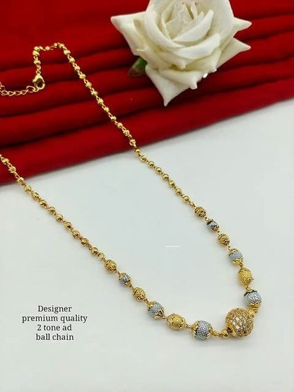 Micro Gold Plated And Diamond Studded Beaded Short Chain Combo Of 3 For Women