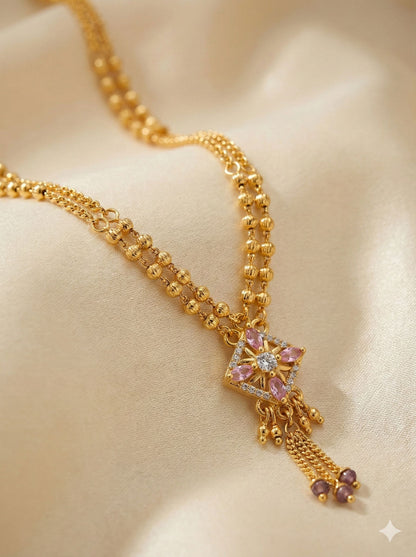 Micro Gold Plated Daily Wear And Diamond Studded Fancy Chain Combo