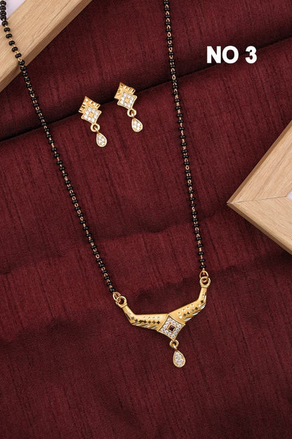 Forming And Diamond High Gold Plated Square Mangalsutra
