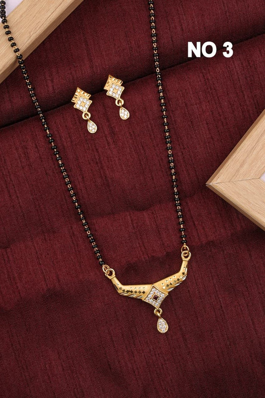 Forming And Diamond High Gold Plated Square Mangalsutra