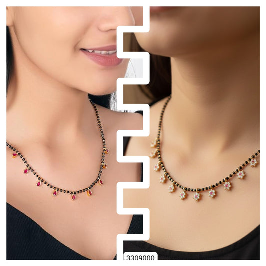 Gold Plated Daily Wear And Diamond Fancy Mangalsutra Combo
