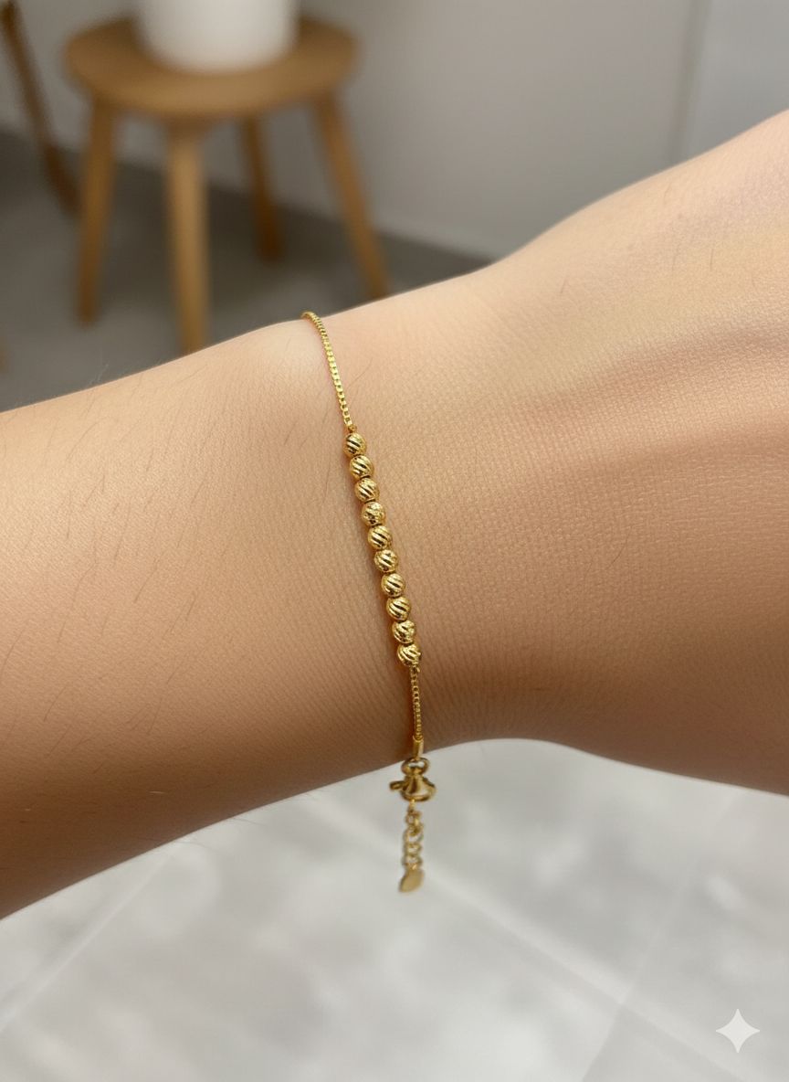 Micro Gold Plated Daily Wear Fancy Ball Chain Necklace And Bracelet Set