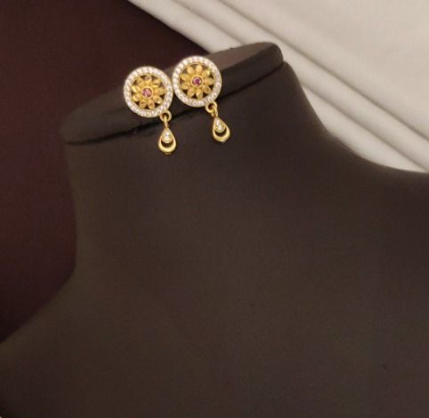 Designer High Gold Plated And Diamond Studded Antique Round Pendant Set with Earrings