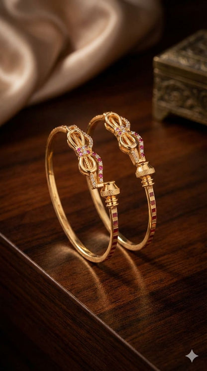 Infinity Glow Diamond & Ruby Adjustable Bangle