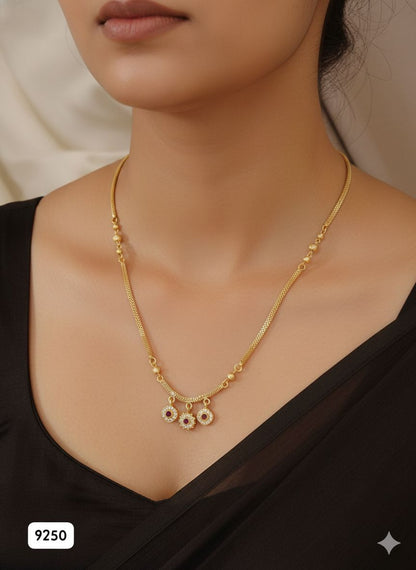 Micro Gold Plated Triple Diamond Charm Chain For Women