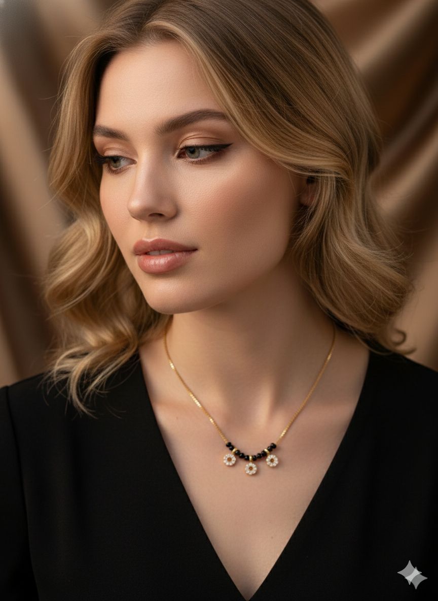 Daily Wear Gold Plated And Diamond Mangalsutra For Women