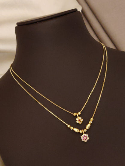 micro gold plated ad diamond  studed daily waer fancy 18 inches star chain