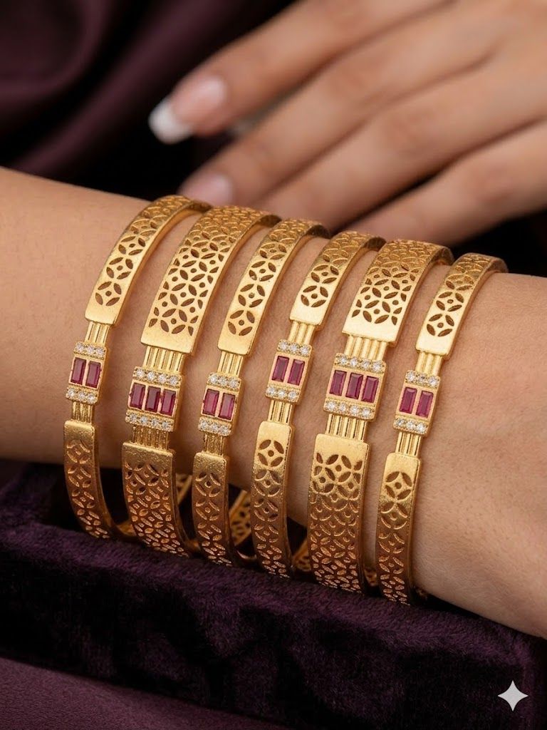 Micro Gold Plated  Designer ad diamonds 6 pcs bangles