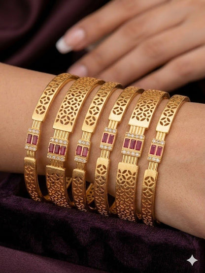 Micro Gold Plated  Designer ad diamonds 6 pcs bangles