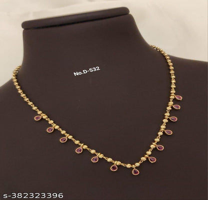 Micro Gold Plated And Diamond Studded Beaded Short Chain Combo Of 3 For Women