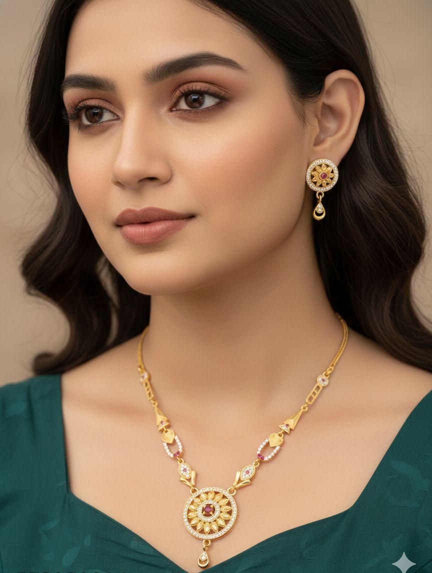 Sunara Royale Gold-Plated Pendant Necklace Set