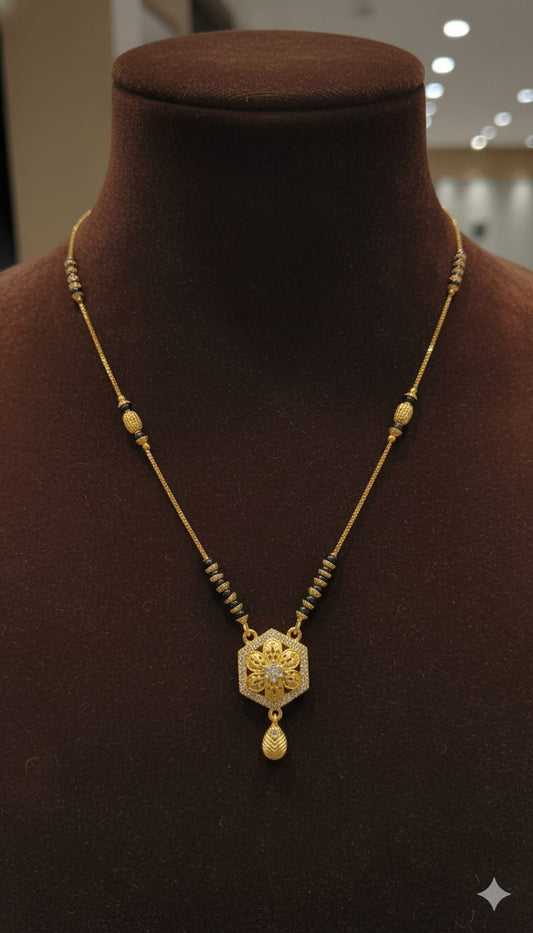 Micro Gold Plated And Diamond Forming Flower Mangalsutra