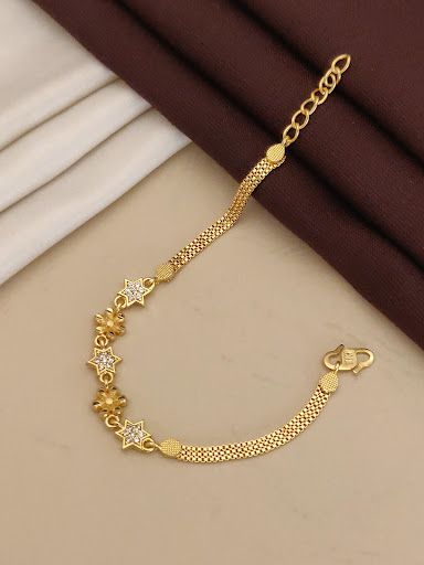 Micro Gold Plated And Diamond Studded Fancy Flower Bracelet