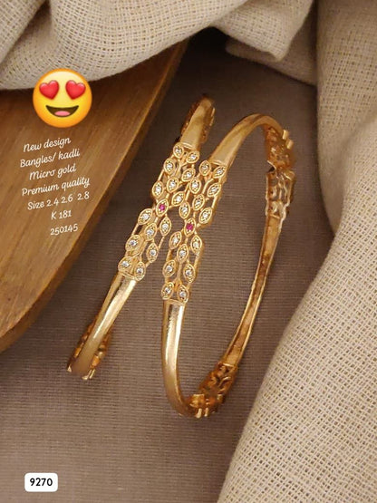 Micro Gold Plated And Diamond Studded Fancy 2 Pcs Bangle