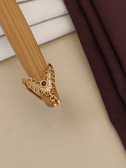 Gold Plated And Diamond Studded Fancy 2 Piece Ring