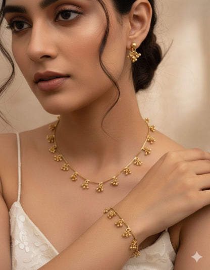 Anushka Minimal Gold Charm Set with Earring