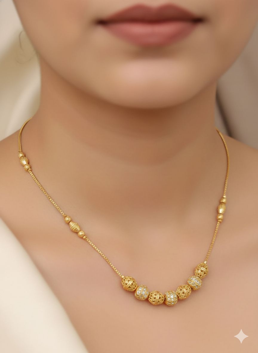 Elegant Golden Beads Micro Gold Plated Daily Wear Ball Chain